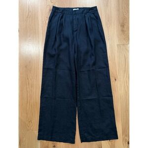DISSH Easton High Rise Wide Leg Linen Pants Black Size 14